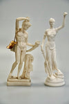Statues of Greek God Hermes and Goddess Artemis