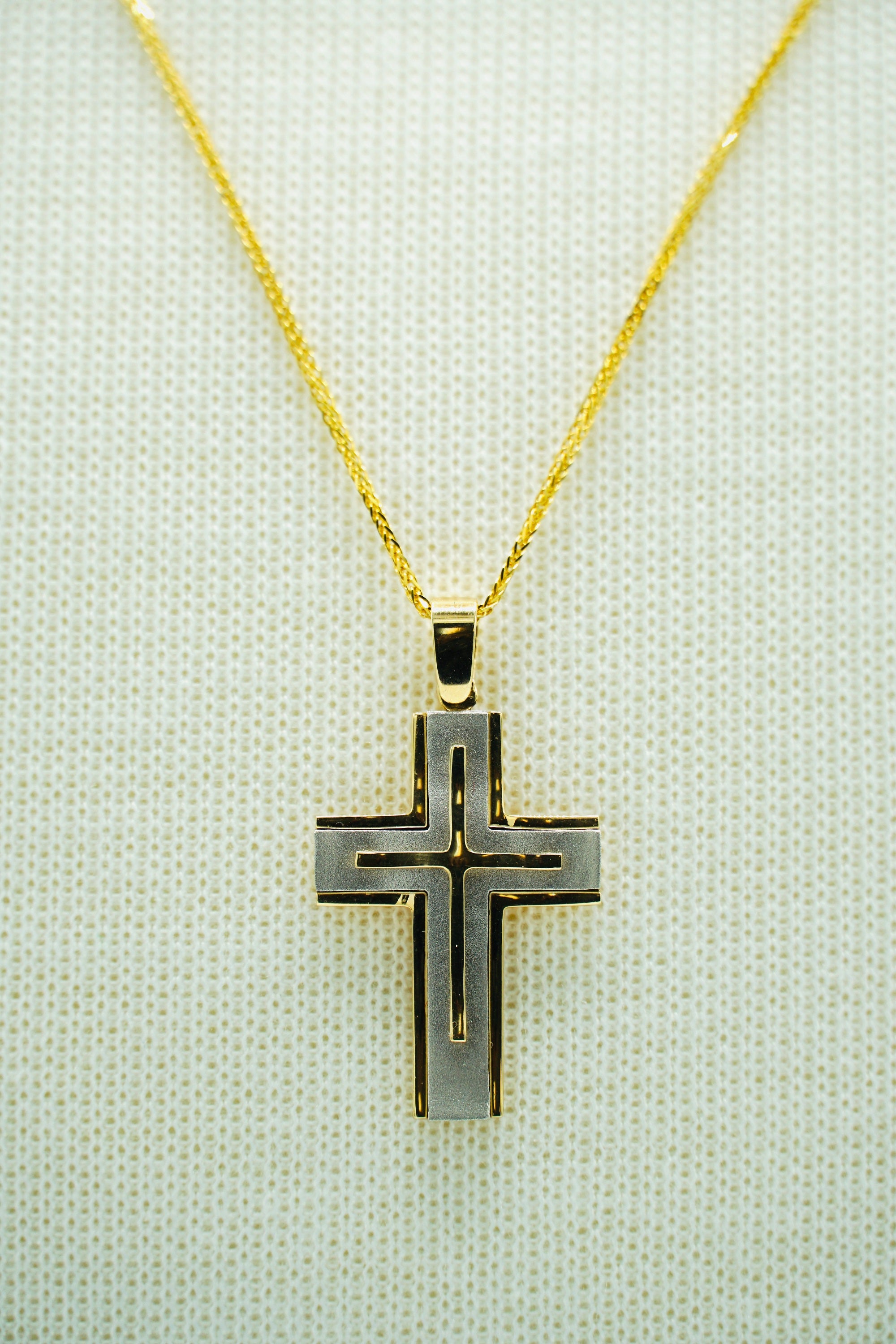 Yellow and White Gold Two Tone Cross