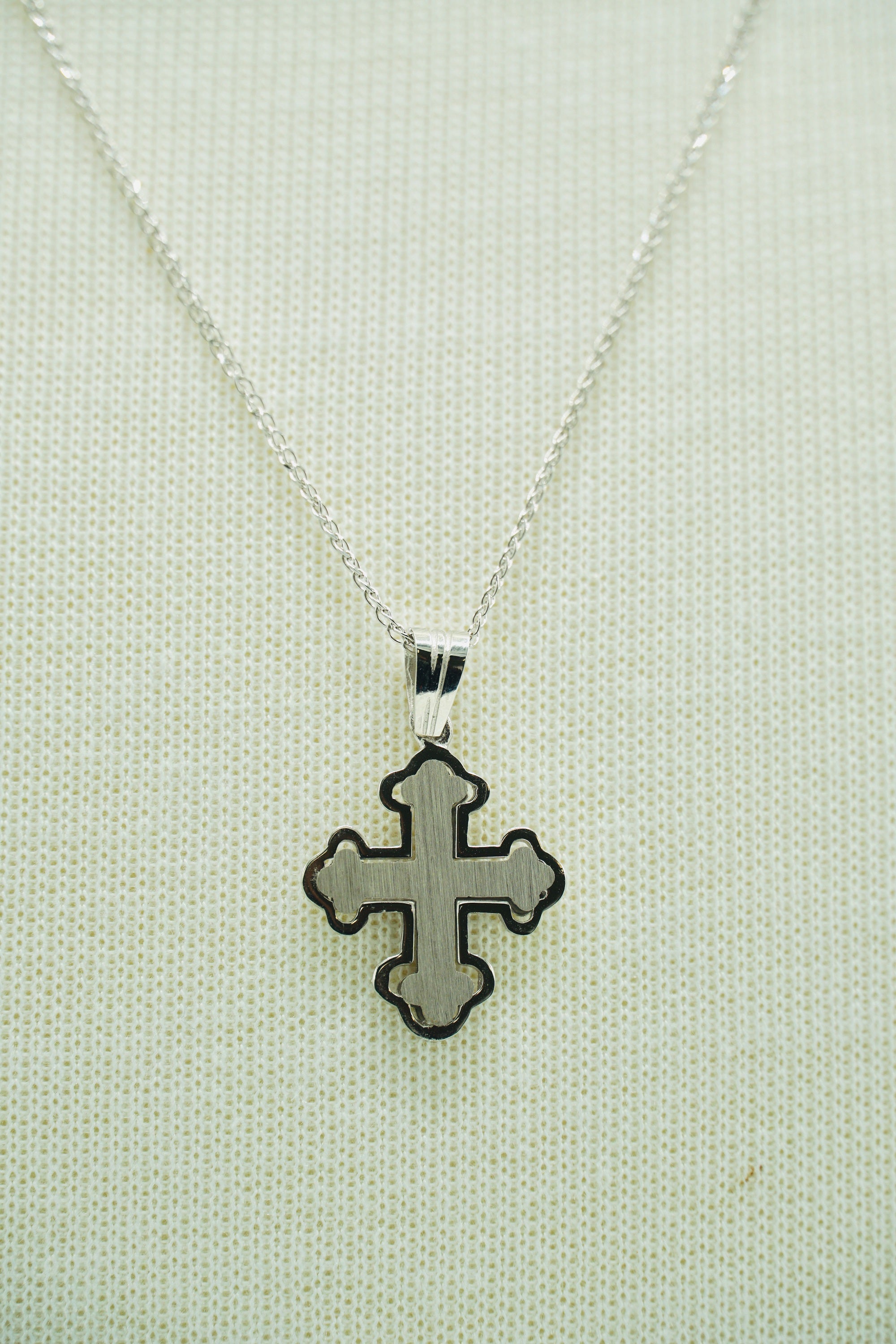 Byzantine White Gold Cross 14K